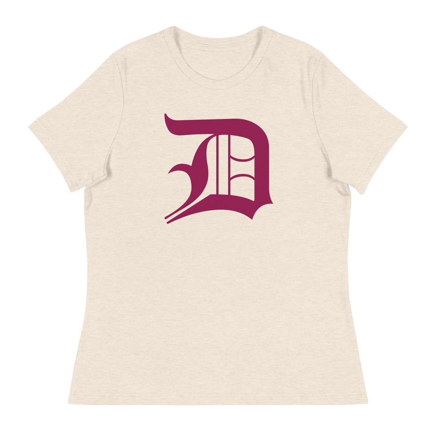 Detroit 'Old English D' T-Shirt (Ruby Red) | Women's Relaxed Fit