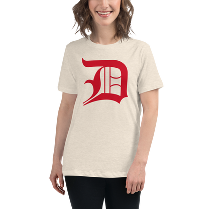 Detroit 'Old English D' T-Shirt (Aliform Red) | Women's Relaxed Fit