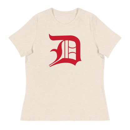 Detroit 'Old English D' T-Shirt (Aliform Red) | Women's Relaxed Fit