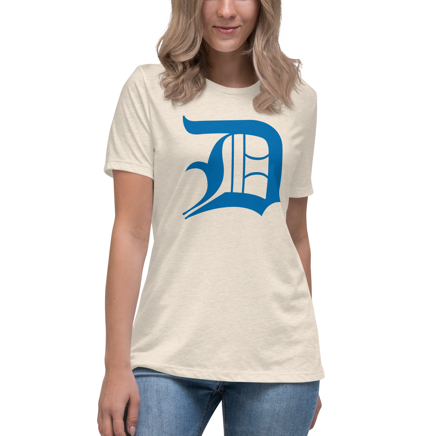 Detroit 'Old English D' T-Shirt (Azure) | Women's Relaxed Fit