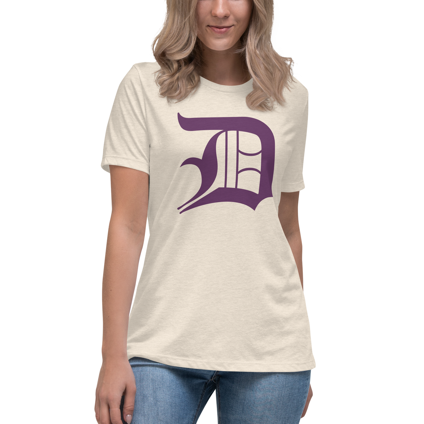 Detroit 'Old English D' T-Shirt (Plum) | Women's Relaxed Fit