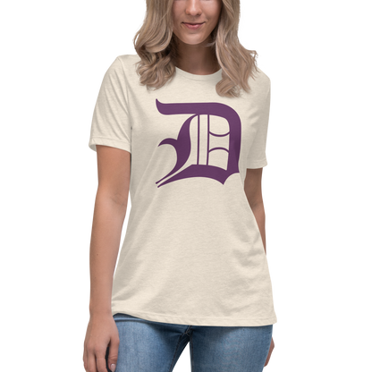 Detroit 'Old English D' T-Shirt (Plum) | Women's Relaxed Fit