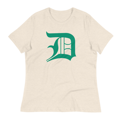 Detroit 'Old English D' T-Shirt (Emerald Green) | Women's Relaxed Fit