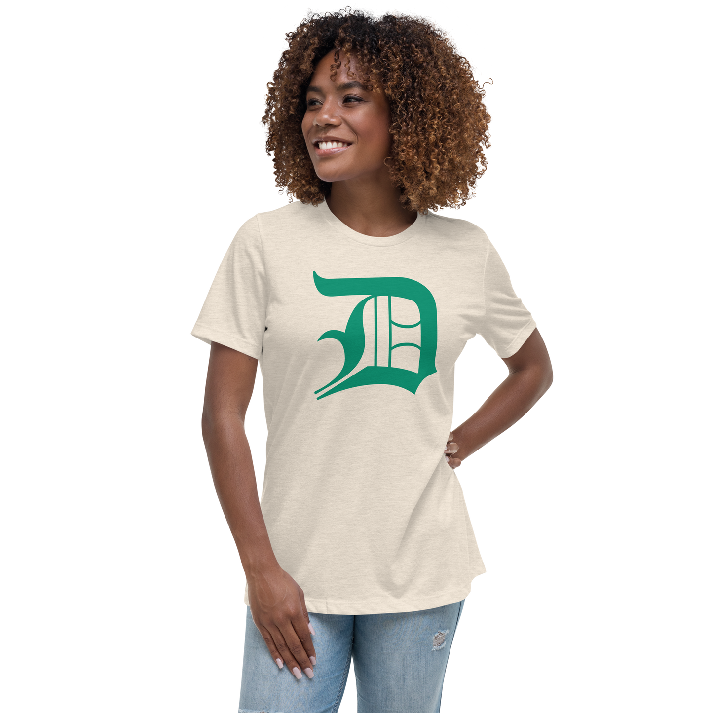 Detroit 'Old English D' T-Shirt (Emerald Green) | Women's Relaxed Fit