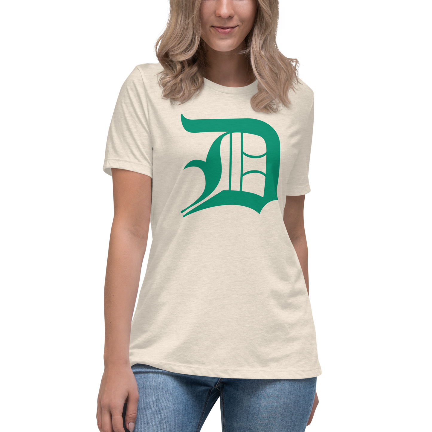 Detroit 'Old English D' T-Shirt (Emerald Green) | Women's Relaxed Fit