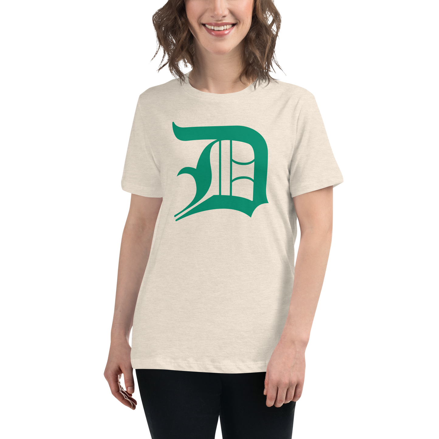 Detroit 'Old English D' T-Shirt (Emerald Green) | Women's Relaxed Fit