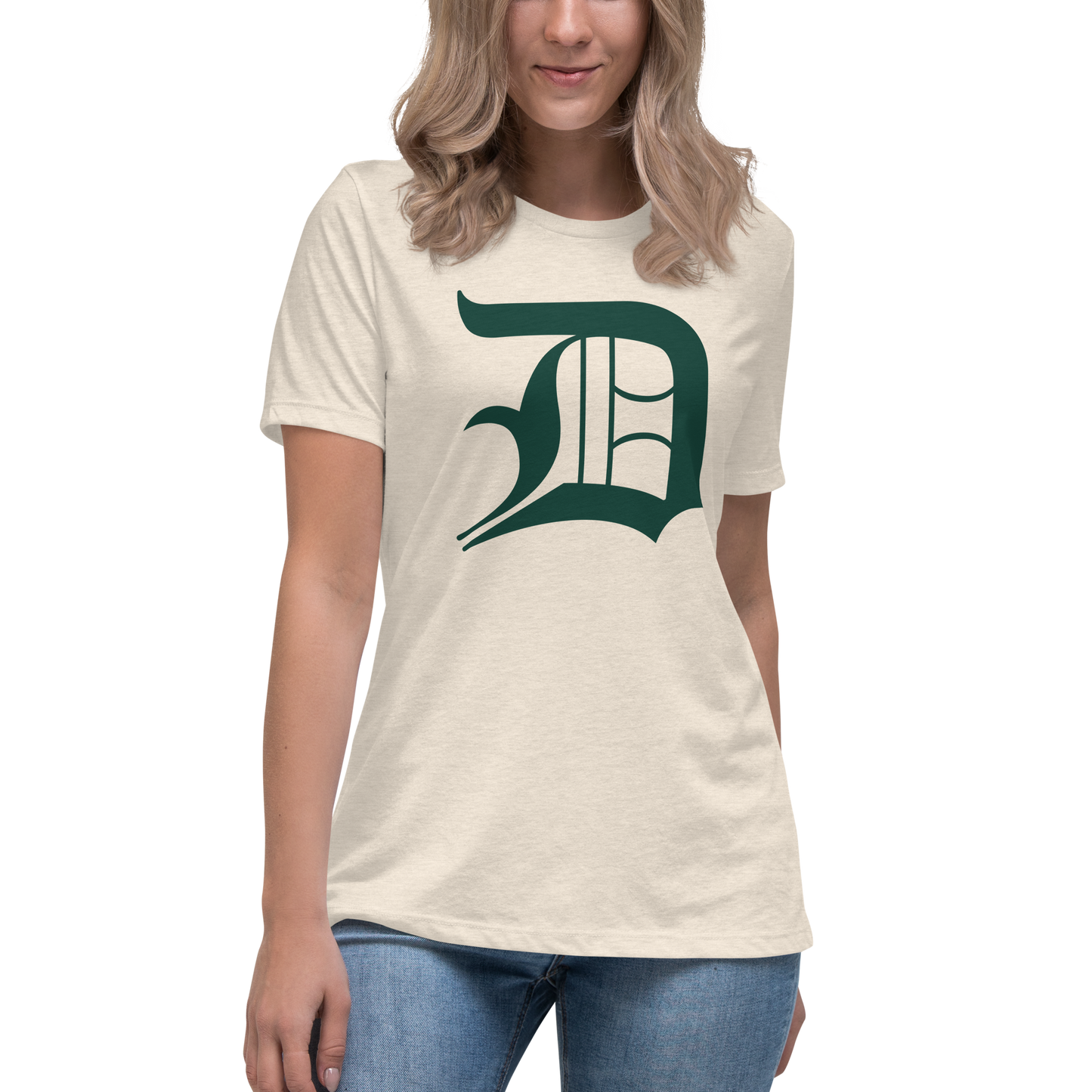 Detroit 'Old English D' T-Shirt (Laconic Green) | Women's Relaxed Fit