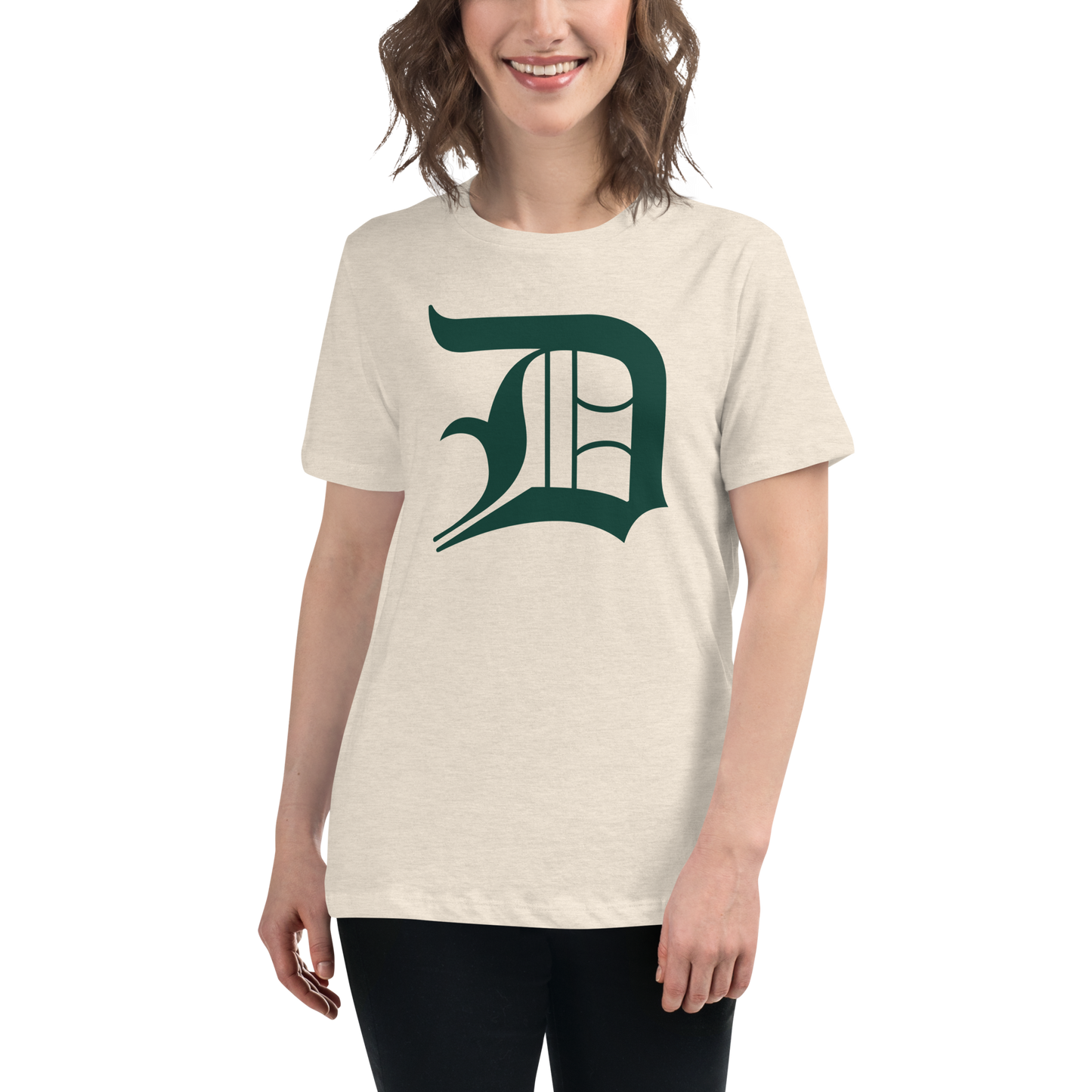 Detroit 'Old English D' T-Shirt (Laconic Green) | Women's Relaxed Fit