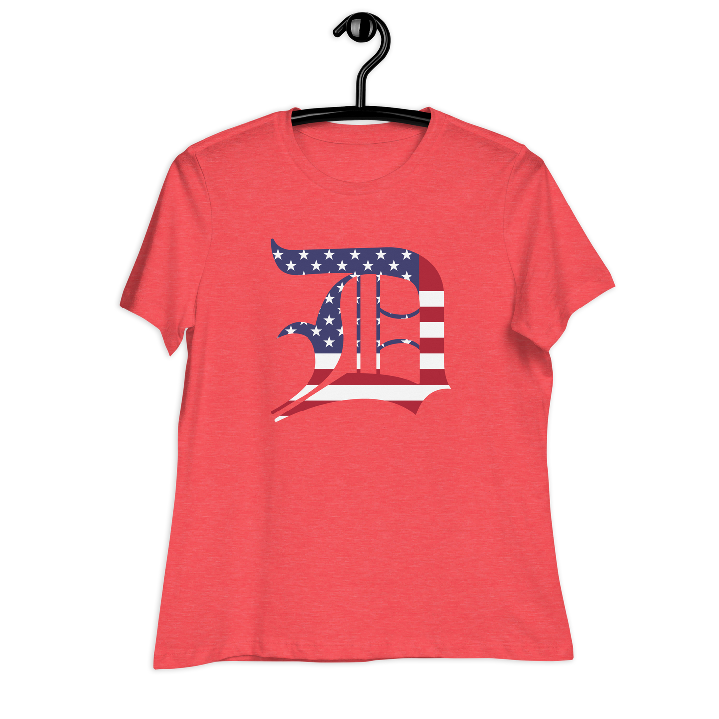 Detroit 'Old English D' T-Shirt (Patriotic Edition) | Women's Relaxed Fit