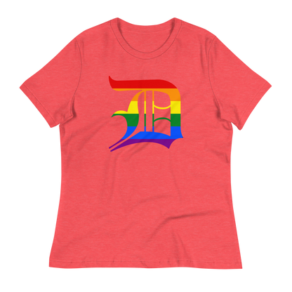 Detroit 'Old English D' T-Shirt (Rainbow Pride Edition) | Women's Relaxed Fit