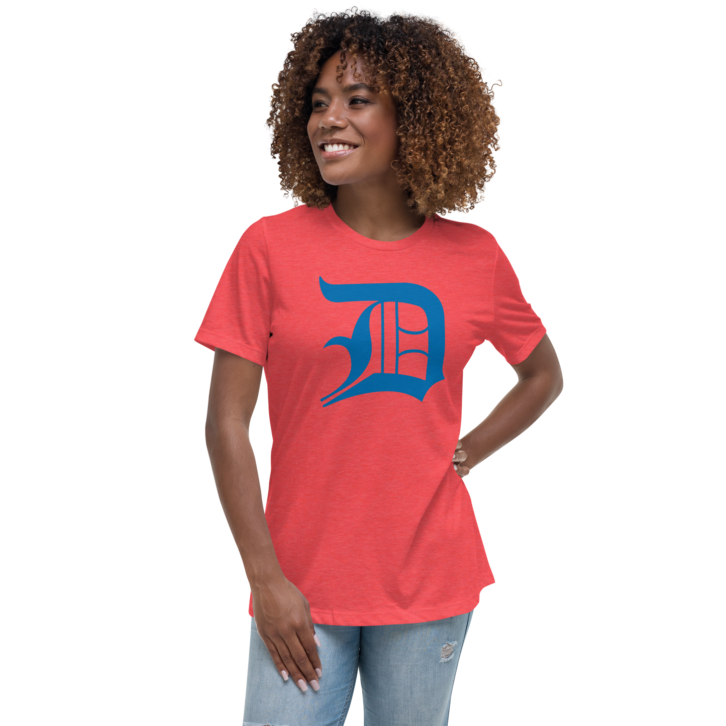 Detroit 'Old English D' T-Shirt (Azure) | Women's Relaxed Fit