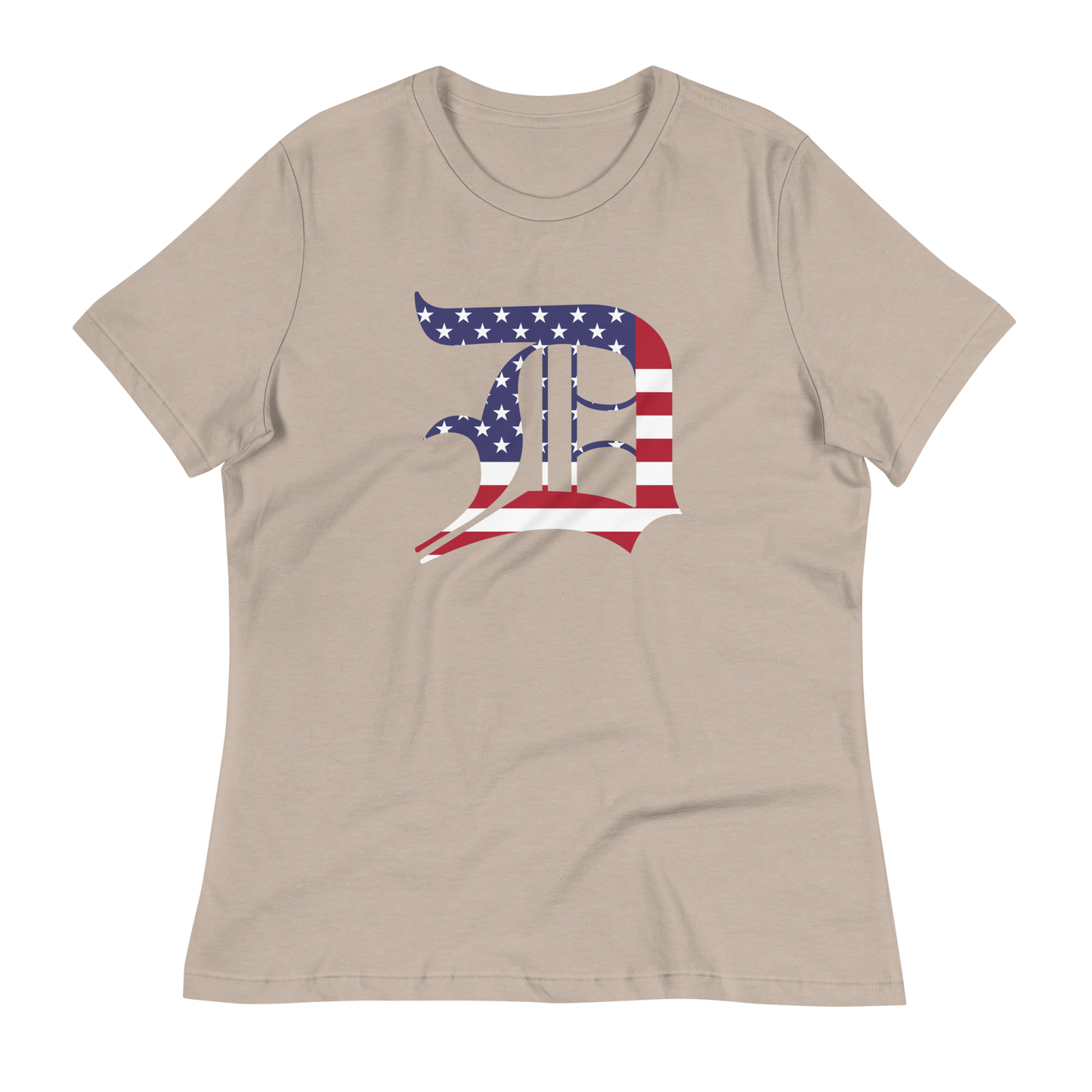 Detroit 'Old English D' T-Shirt (Patriotic Edition) | Women's Relaxed Fit