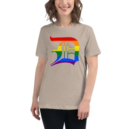 Detroit 'Old English D' T-Shirt (Rainbow Pride Edition) | Women's Relaxed Fit