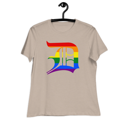 Detroit 'Old English D' T-Shirt (Rainbow Pride Edition) | Women's Relaxed Fit