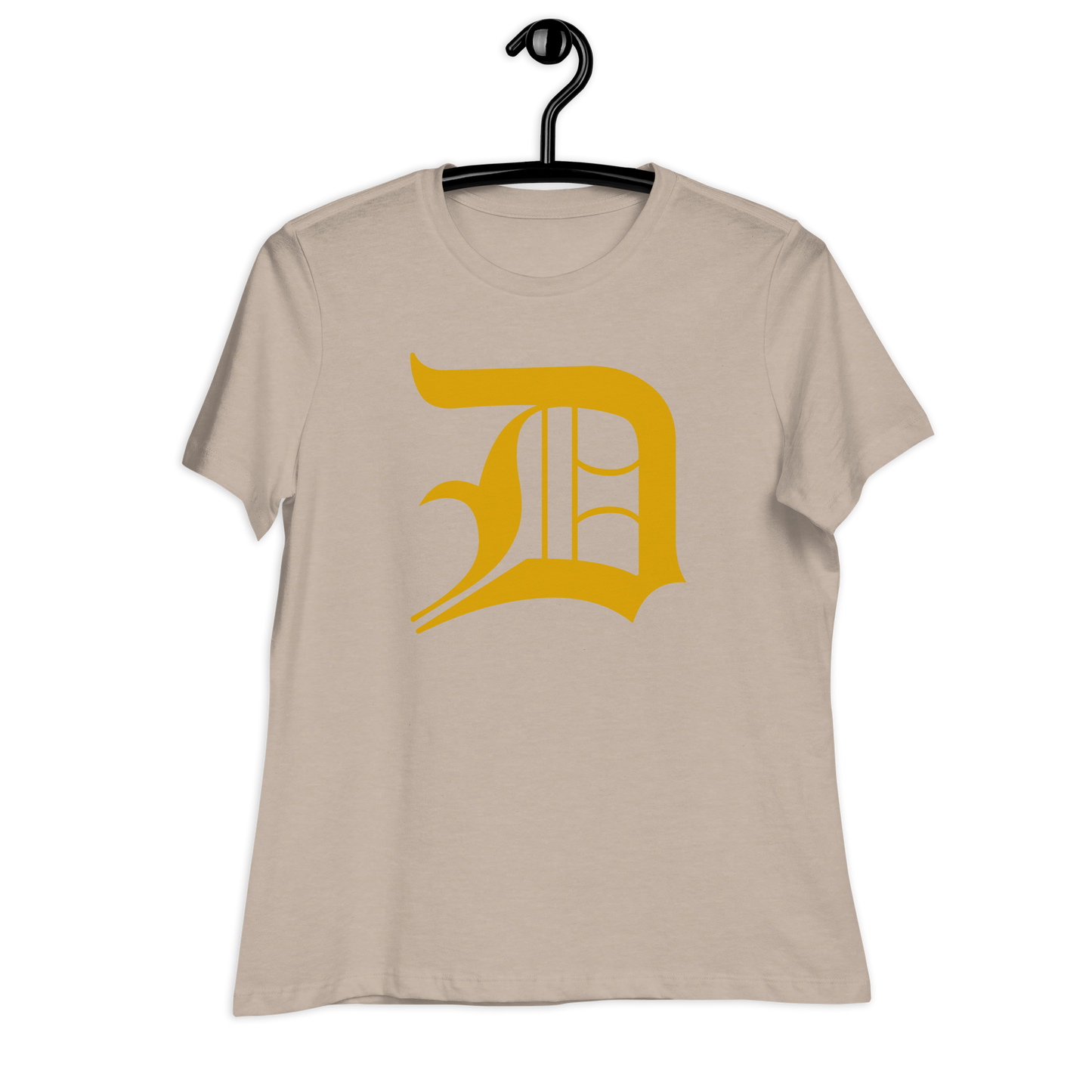 Detroit 'Old English D' T-Shirt (Gold) | Women's Relaxed Fit