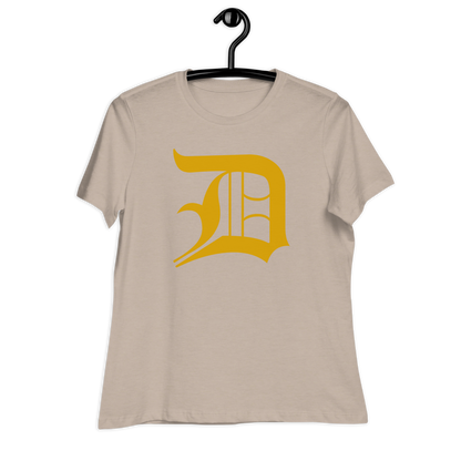 Detroit 'Old English D' T-Shirt (Gold) | Women's Relaxed Fit