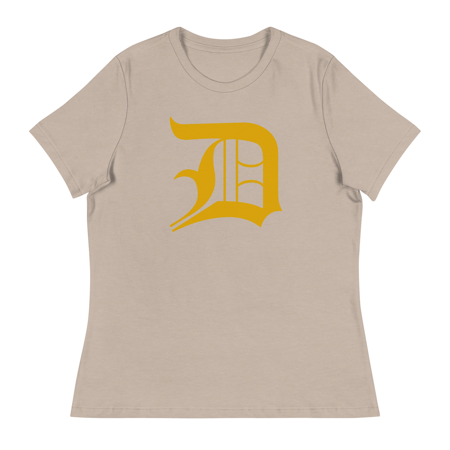 Detroit 'Old English D' T-Shirt (Gold) | Women's Relaxed Fit