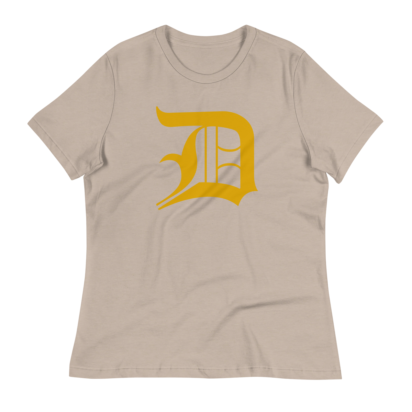 Detroit 'Old English D' T-Shirt (Gold) | Women's Relaxed Fit