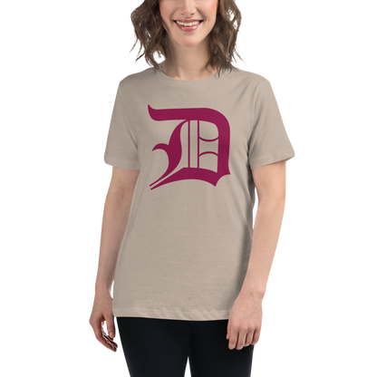 Detroit 'Old English D' T-Shirt (Ruby Red) | Women's Relaxed Fit