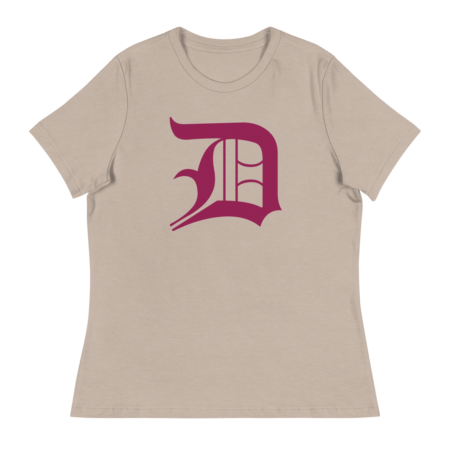 Detroit 'Old English D' T-Shirt (Ruby Red) | Women's Relaxed Fit