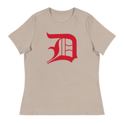 Detroit 'Old English D' T-Shirt (Aliform Red) | Women's Relaxed Fit