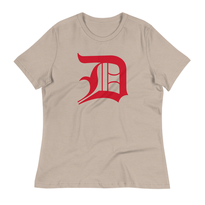 Detroit 'Old English D' T-Shirt (Aliform Red) | Women's Relaxed Fit