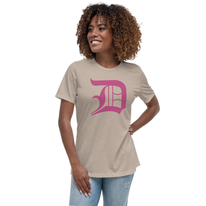 Detroit 'Old English D' T-Shirt (Apple Blossom Pink) | Women's Relaxed Fit