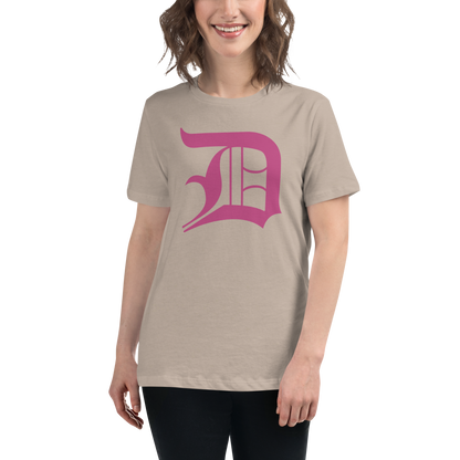 Detroit 'Old English D' T-Shirt (Apple Blossom Pink) | Women's Relaxed Fit