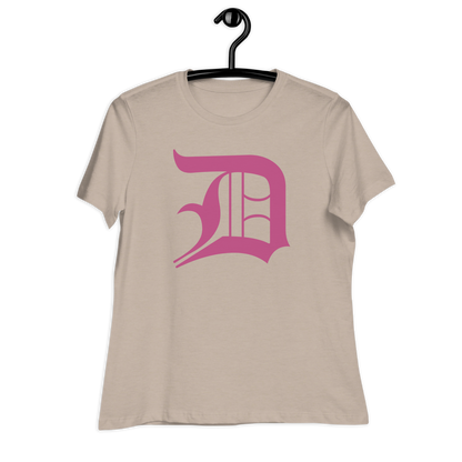 Detroit 'Old English D' T-Shirt (Apple Blossom Pink) | Women's Relaxed Fit