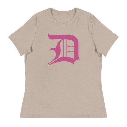 Detroit 'Old English D' T-Shirt (Apple Blossom Pink) | Women's Relaxed Fit