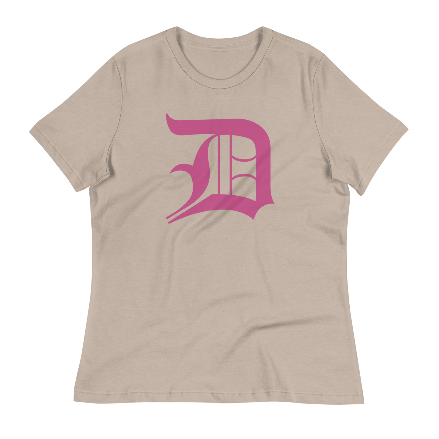 Detroit 'Old English D' T-Shirt (Apple Blossom Pink) | Women's Relaxed Fit