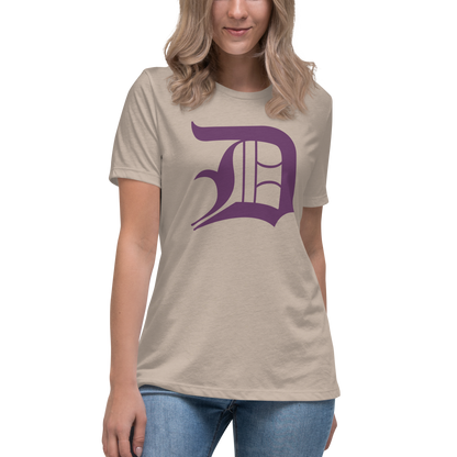 Detroit 'Old English D' T-Shirt (Plum) | Women's Relaxed Fit