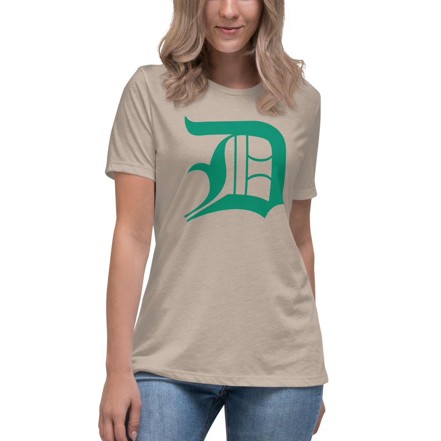 Detroit 'Old English D' T-Shirt (Emerald Green) | Women's Relaxed Fit