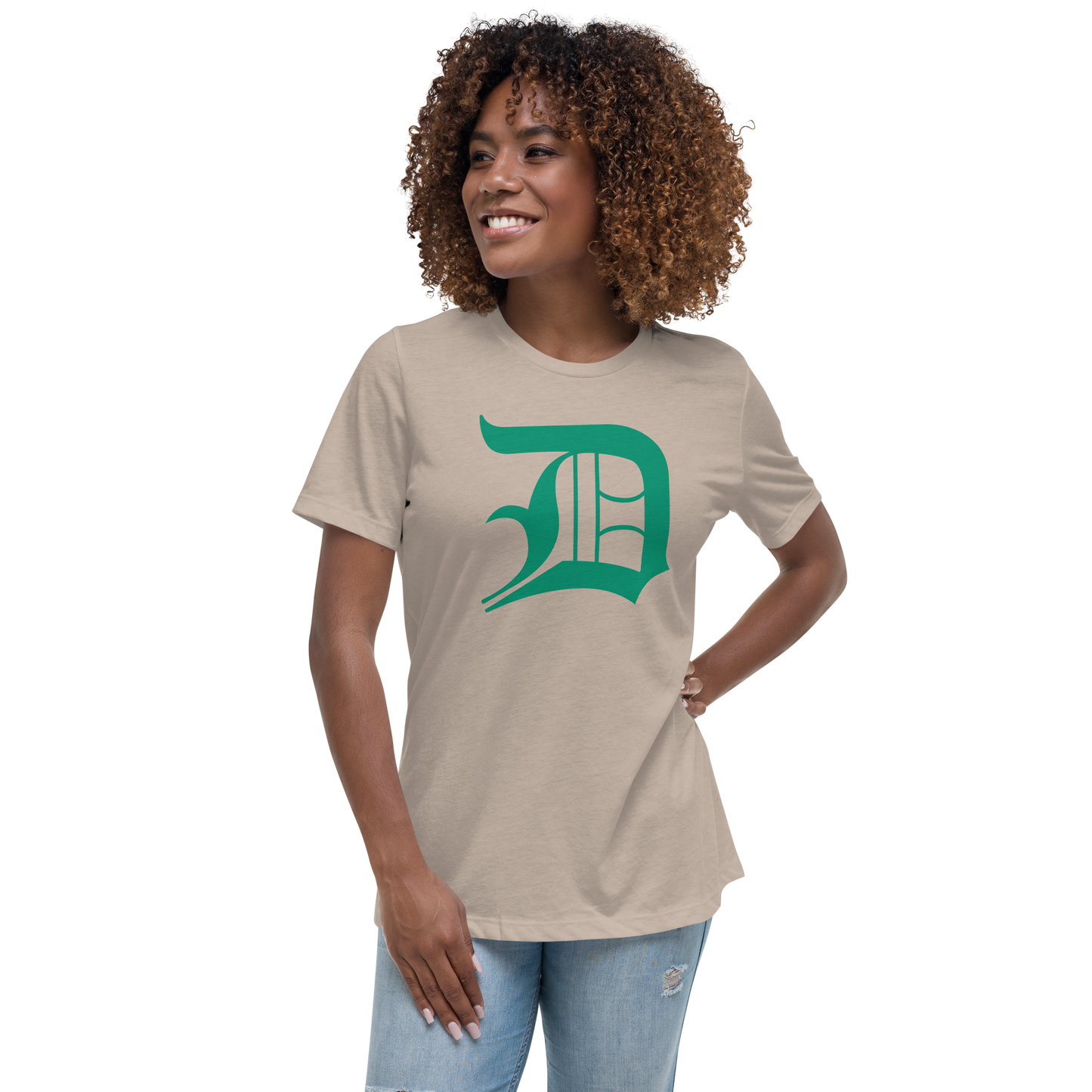 Detroit 'Old English D' T-Shirt (Emerald Green) | Women's Relaxed Fit