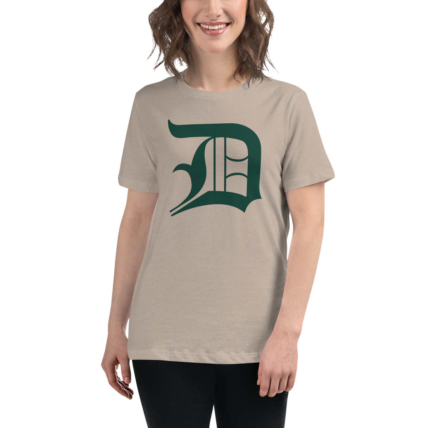 Detroit 'Old English D' T-Shirt (Laconic Green) | Women's Relaxed Fit