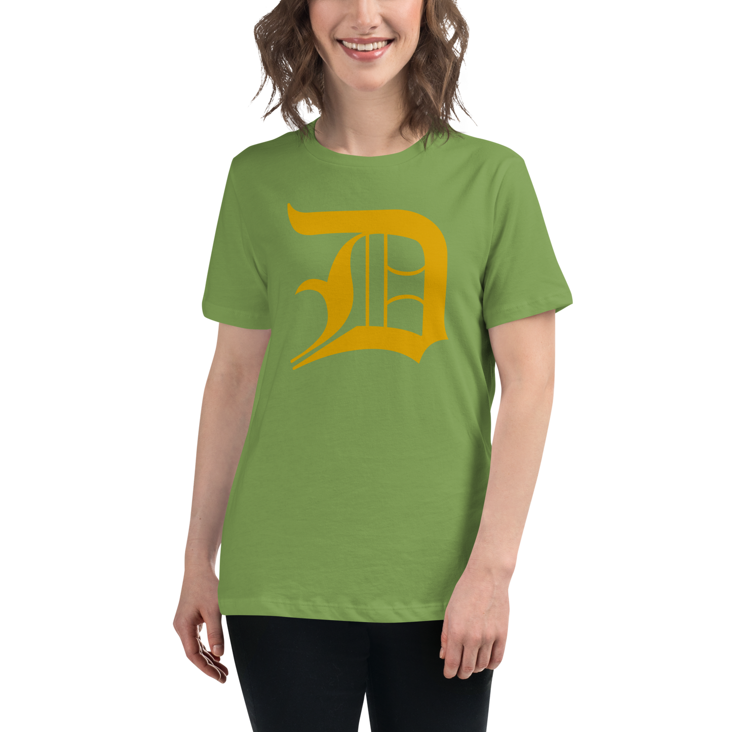 Detroit 'Old English D' T-Shirt (Gold) | Women's Relaxed Fit