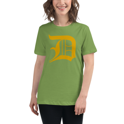 Detroit 'Old English D' T-Shirt (Gold) | Women's Relaxed Fit