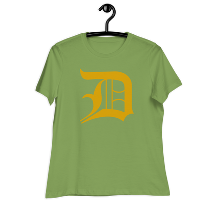 Detroit 'Old English D' T-Shirt (Gold) | Women's Relaxed Fit