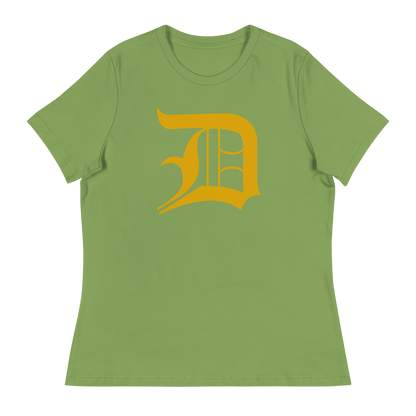 Detroit 'Old English D' T-Shirt (Gold) | Women's Relaxed Fit