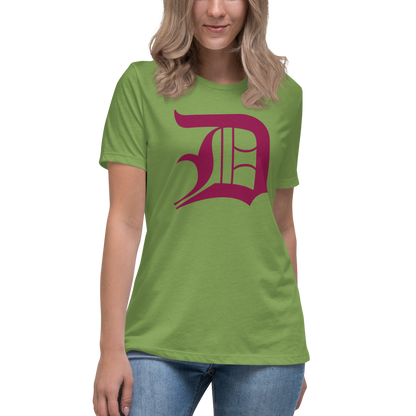 Detroit 'Old English D' T-Shirt (Ruby Red) | Women's Relaxed Fit