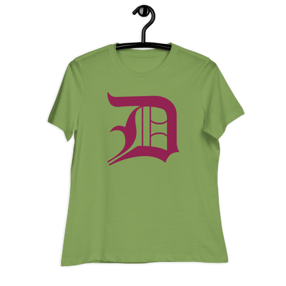 Detroit 'Old English D' T-Shirt (Ruby Red) | Women's Relaxed Fit