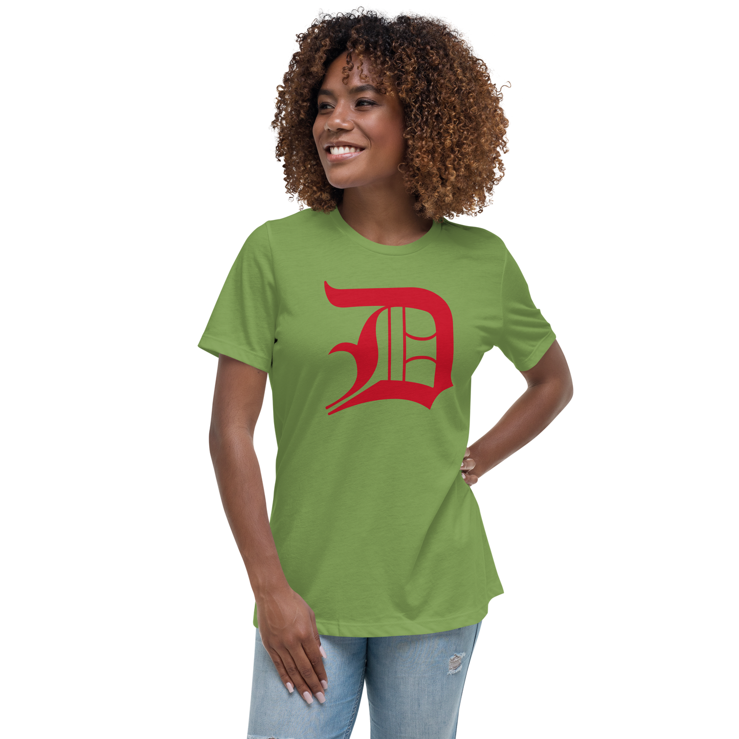 Detroit 'Old English D' T-Shirt (Aliform Red) | Women's Relaxed Fit