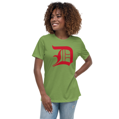 Detroit 'Old English D' T-Shirt (Aliform Red) | Women's Relaxed Fit