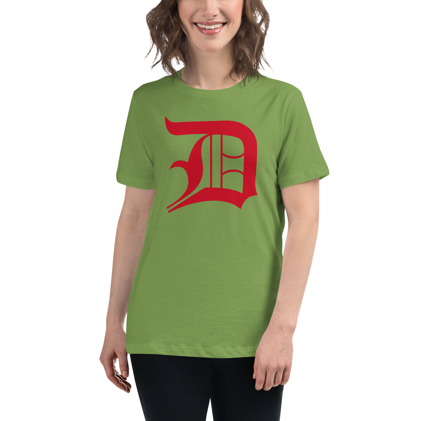 Detroit 'Old English D' T-Shirt (Aliform Red) | Women's Relaxed Fit