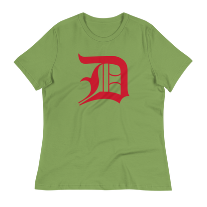 Detroit 'Old English D' T-Shirt (Aliform Red) | Women's Relaxed Fit