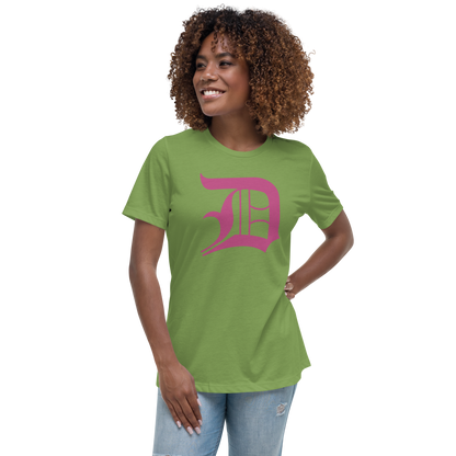 Detroit 'Old English D' T-Shirt (Apple Blossom Pink) | Women's Relaxed Fit