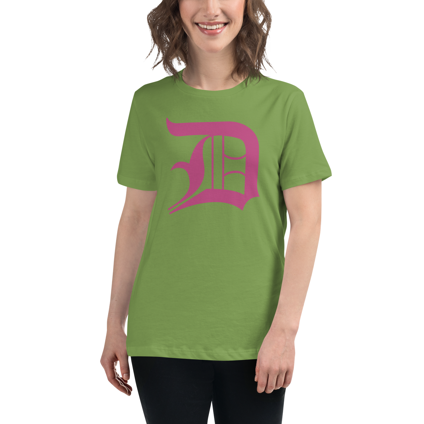 Detroit 'Old English D' T-Shirt (Apple Blossom Pink) | Women's Relaxed Fit