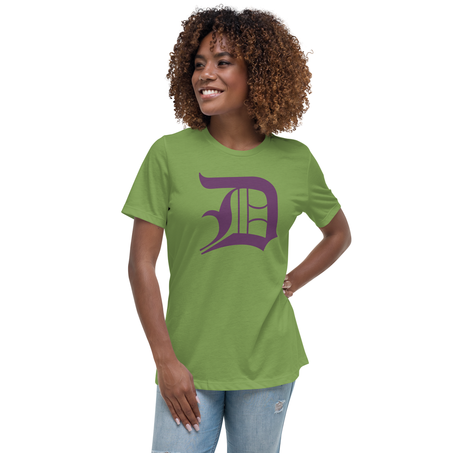 Detroit 'Old English D' T-Shirt (Plum) | Women's Relaxed Fit