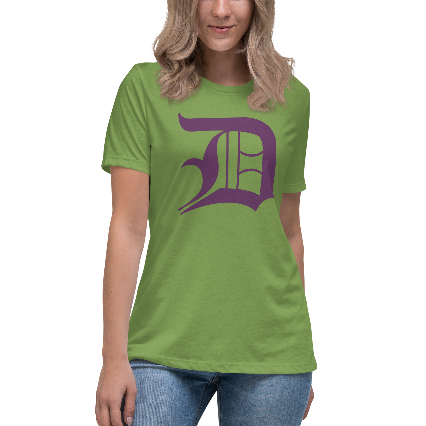 Detroit 'Old English D' T-Shirt (Plum) | Women's Relaxed Fit