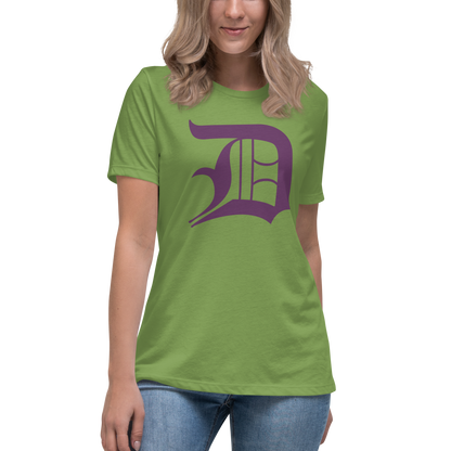 Detroit 'Old English D' T-Shirt (Plum) | Women's Relaxed Fit